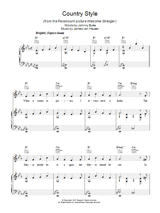 Download Johnny Burke Country Style Sheet Music