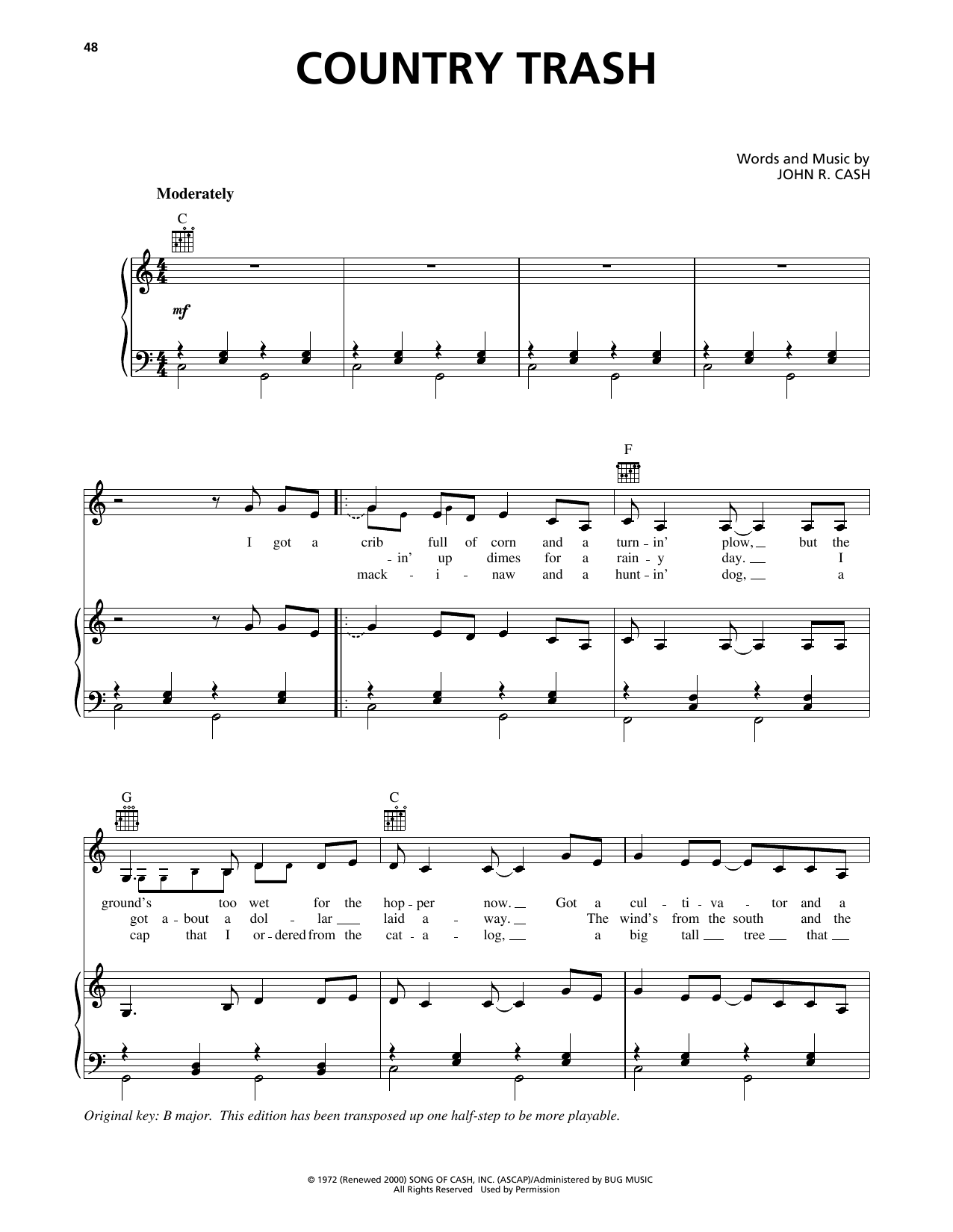 Download Johnny Cash Country Trash Sheet Music
