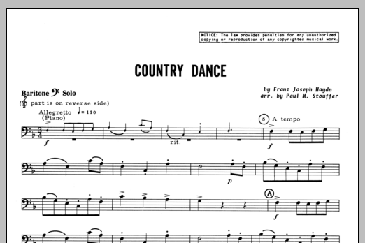 Download Stouffer Country Dance - Baritone B.C. Sheet Music