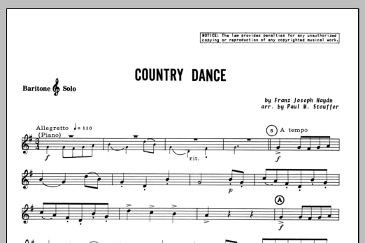 Download Stouffer Country Dance - Baritone T.C. Sheet Music