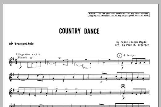 Download Stouffer Country Dance - Trumpet Sheet Music