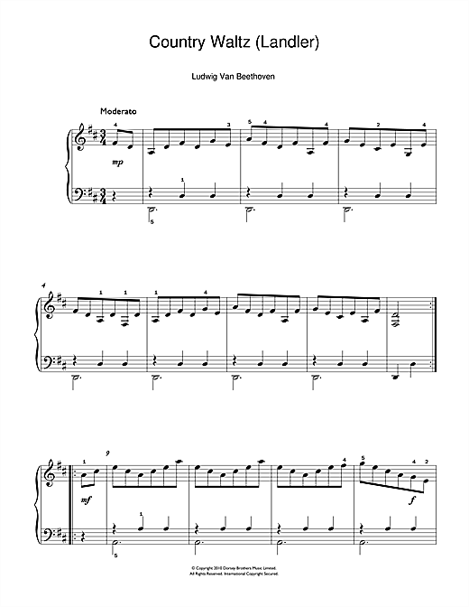 Download Ludwig van Beethoven Country Waltz (Ländler) Sheet Music