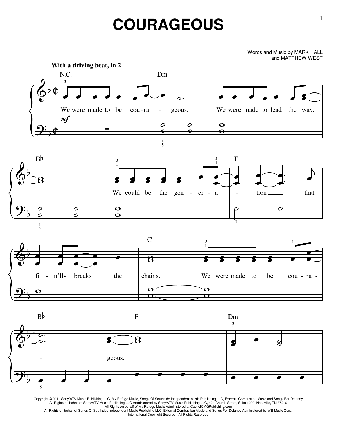 Download Casting Crowns Courageous Sheet Music