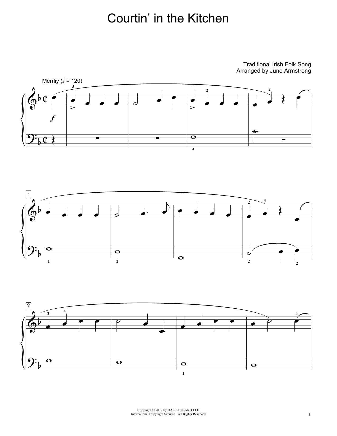 Download Traditional Irish Folk Song Courtin' In The Kitchen (arr. June Arms Sheet Music