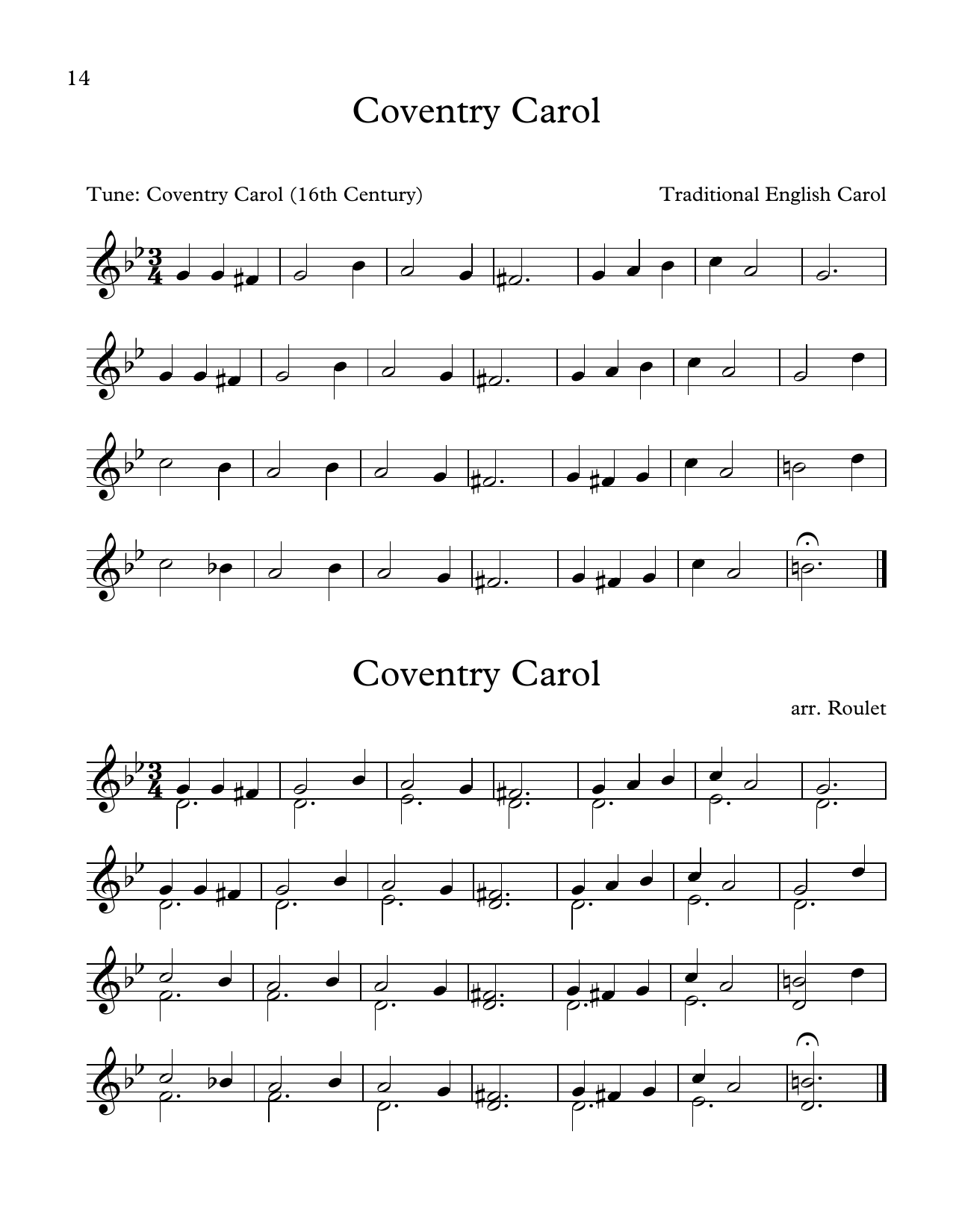 Download Traditional English Carol Coventry Carol (arr. Patrick Roulet) Sheet Music