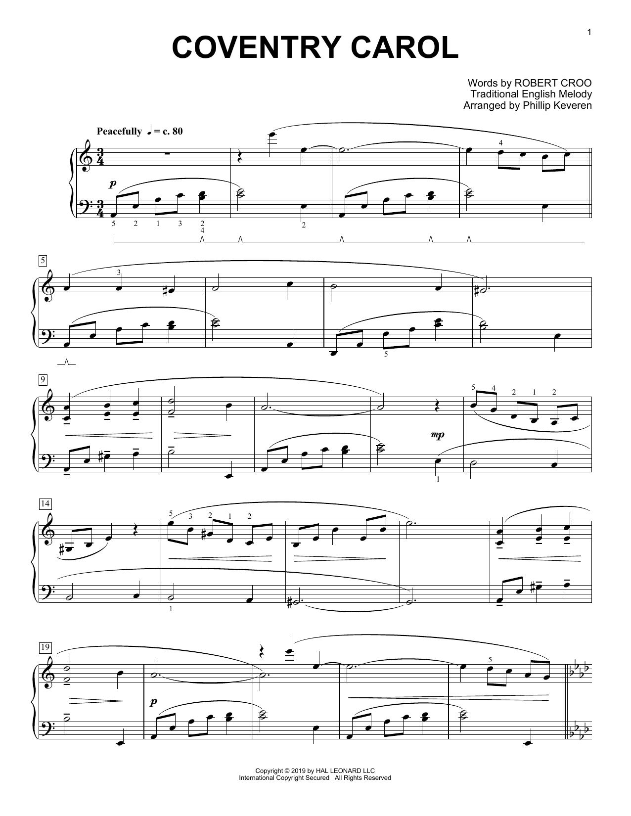 Download Christmas Carol Coventry Carol [Classical version] (arr Sheet Music