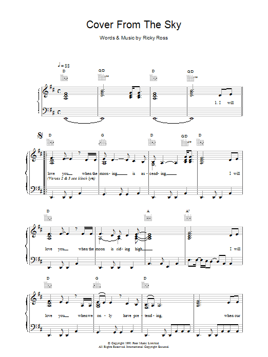 Deacon Blue Cover From The Sky sheet music notes printable PDF score
