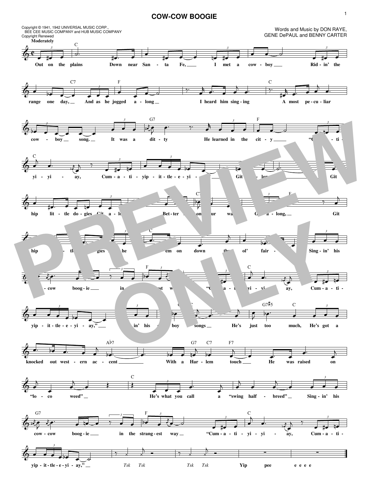 Download Freddie Slack & His Orchestra Cow-Cow Boogie Sheet Music