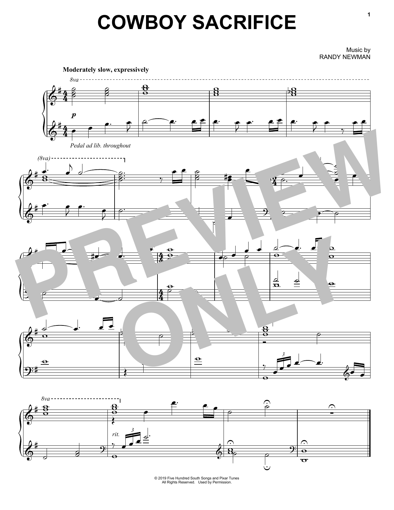 Download Randy Newman Cowboy Sacrifice (from Toy Story 4) Sheet Music