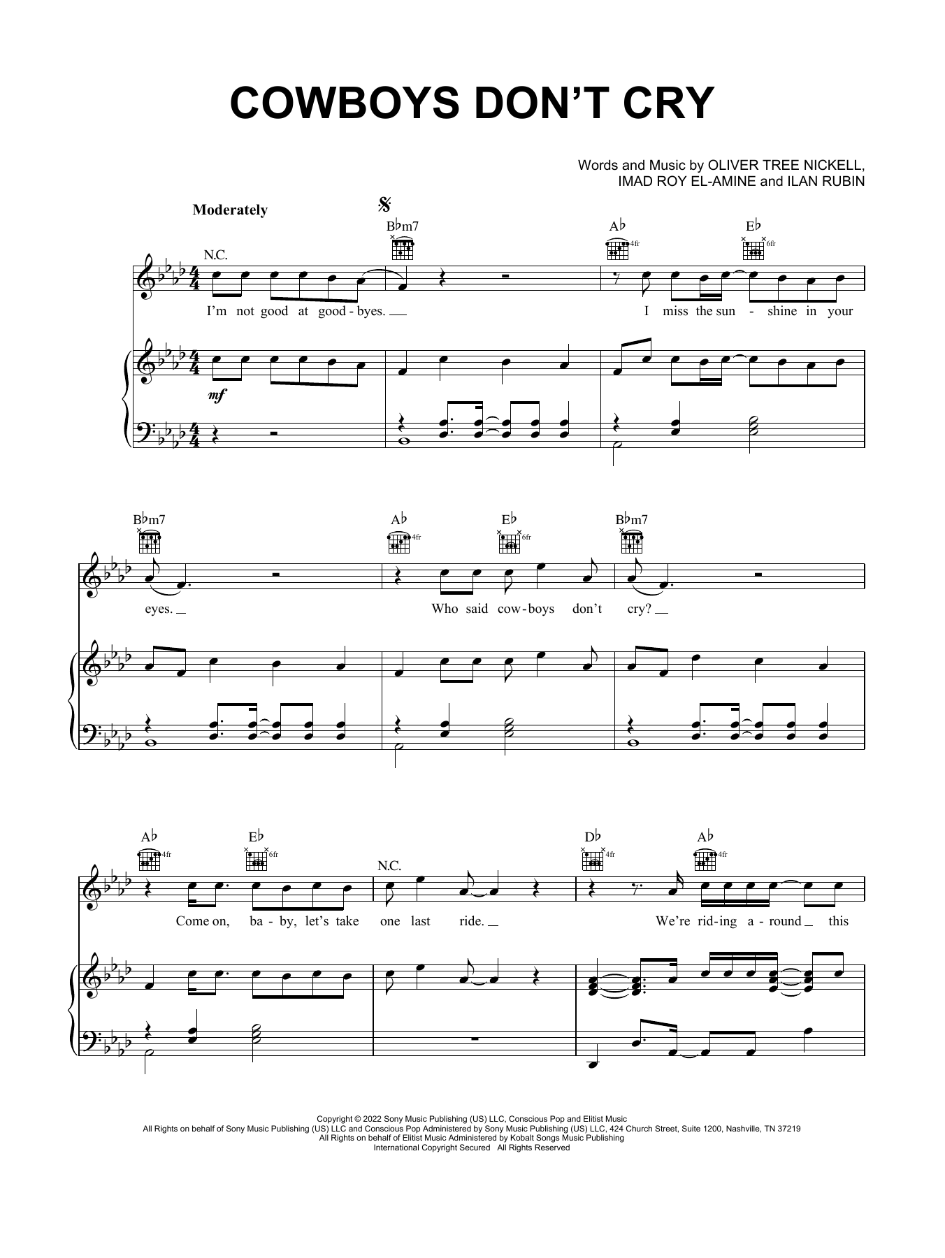 Download Oliver Tree Cowboys Don't Cry Sheet Music