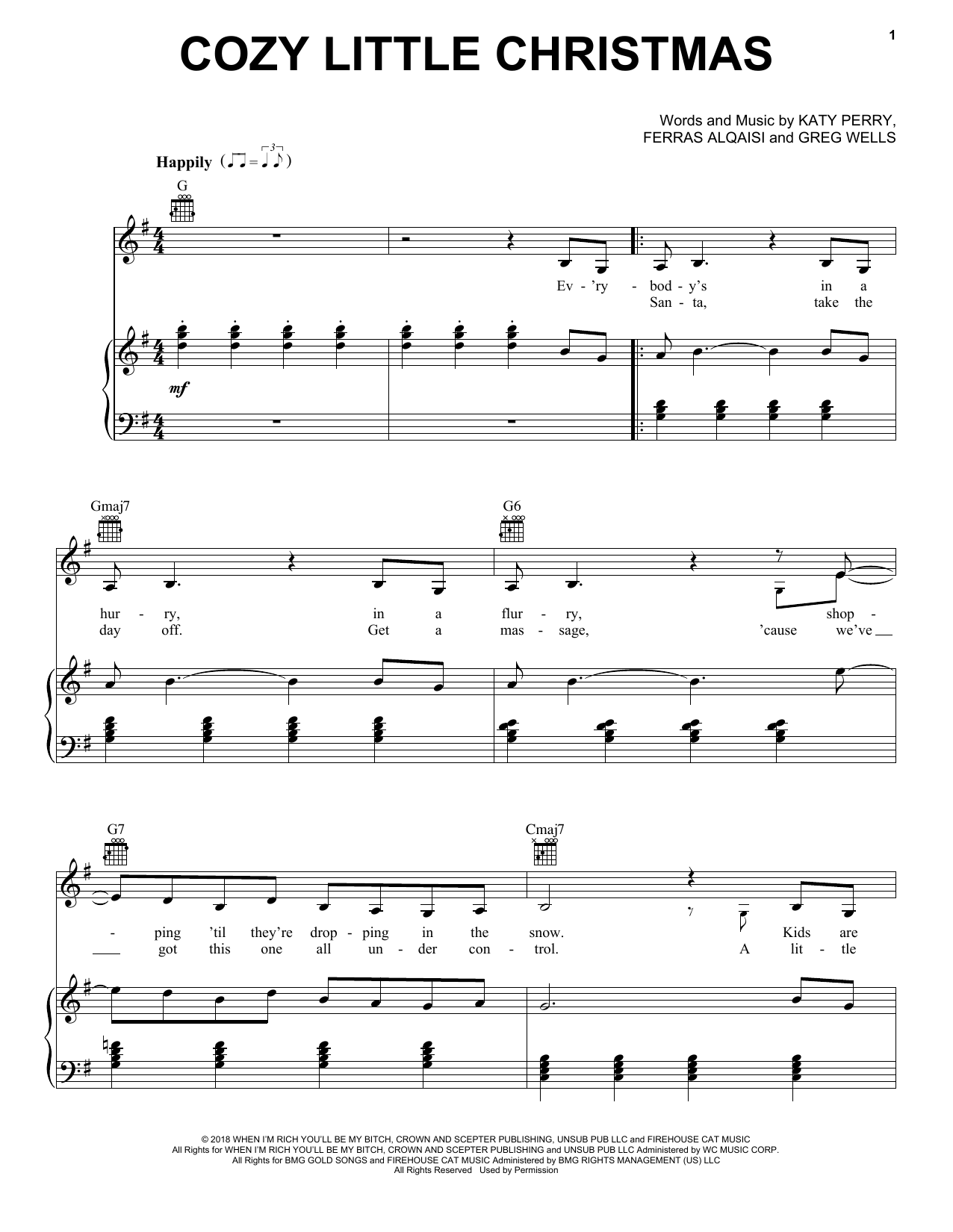 Download Katy Perry Cozy Little Christmas Sheet Music