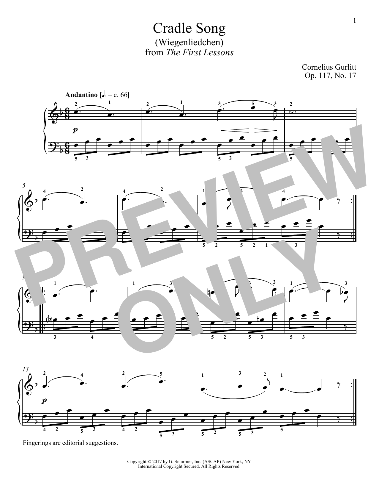 Download Cornelius Gurlitt Cradle Song (Wiegenliedchen), Op. 117, Sheet Music