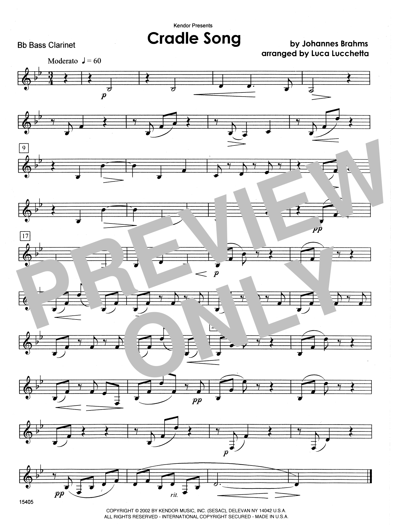Download Lucchetta Cradle Song - Bb Bass Clarinet Sheet Music