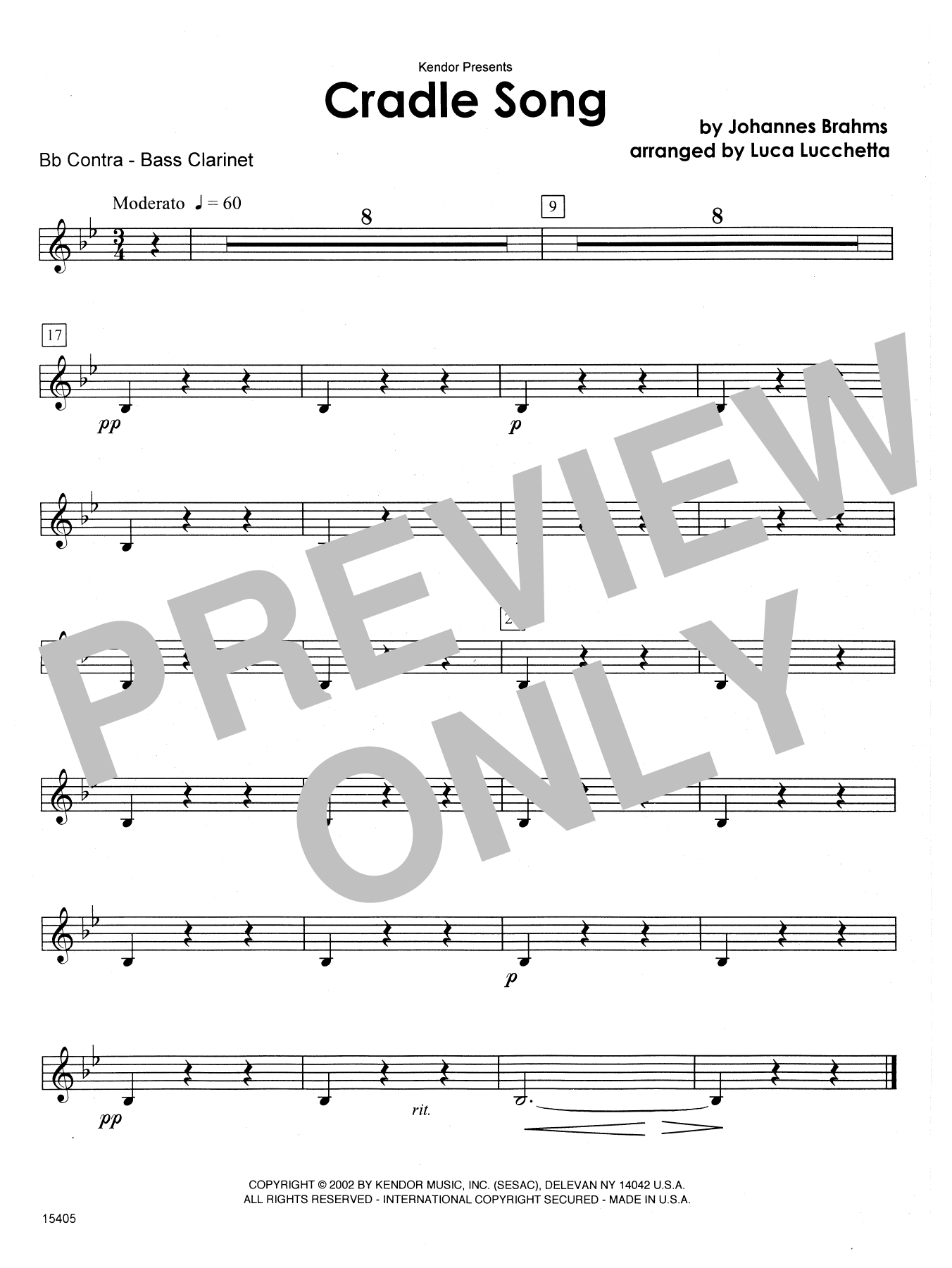 Download Lucchetta Cradle Song - Bb Contra Bass Clarinet Sheet Music