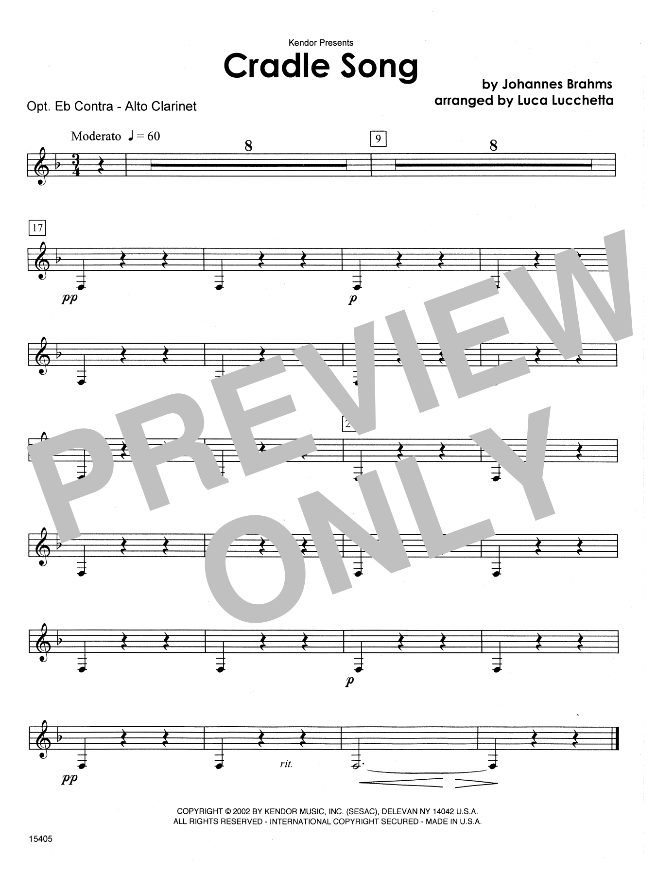 Download Lucchetta Cradle Song - Eb Contra Alto Clarinet Sheet Music