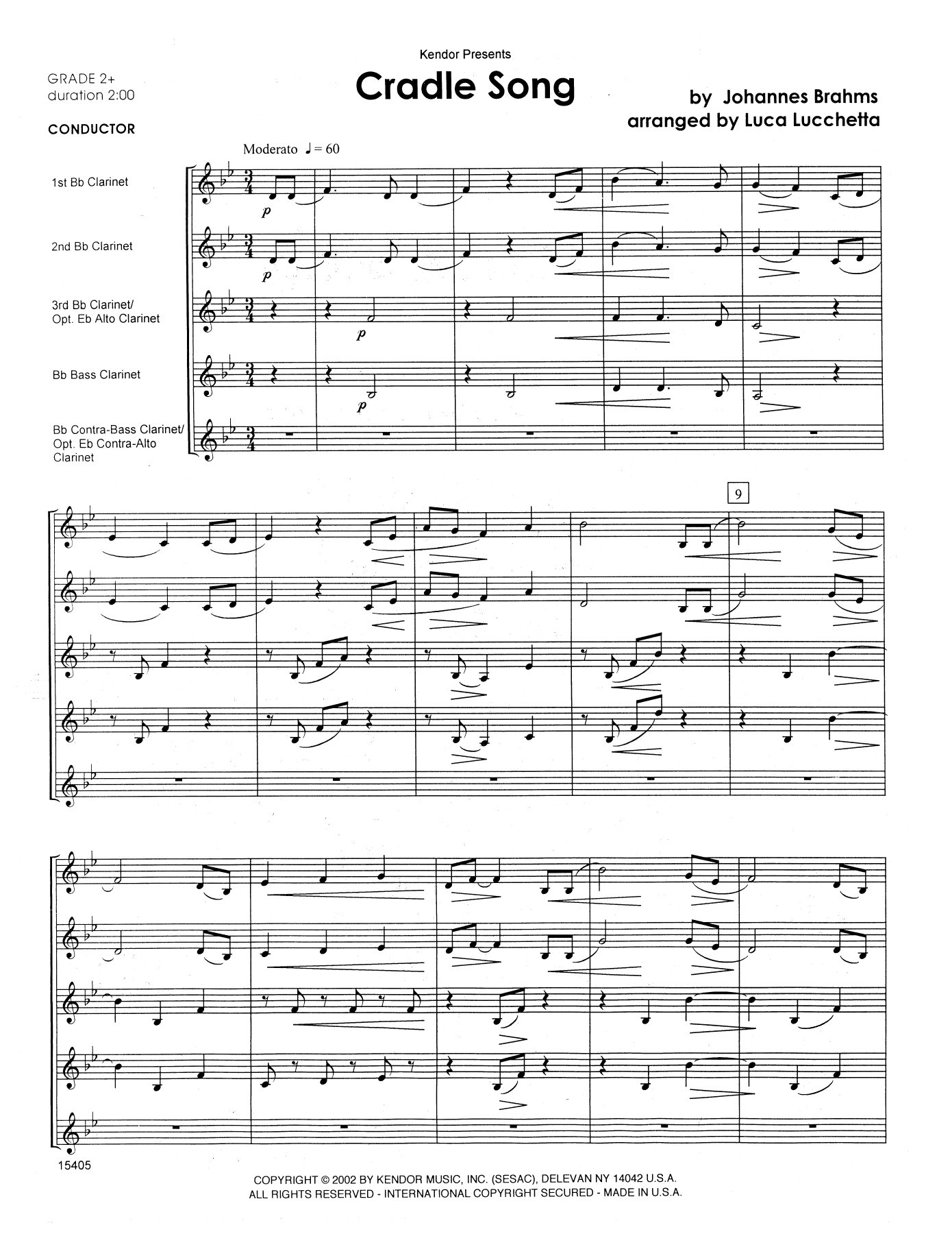 Download Lucchetta Cradle Song - Full Score Sheet Music