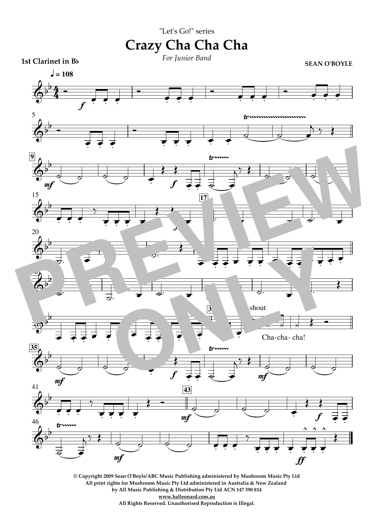 Download Sean O'Boyle Crazy Cha Cha Cha - Bb Clarinet 1 Sheet Music