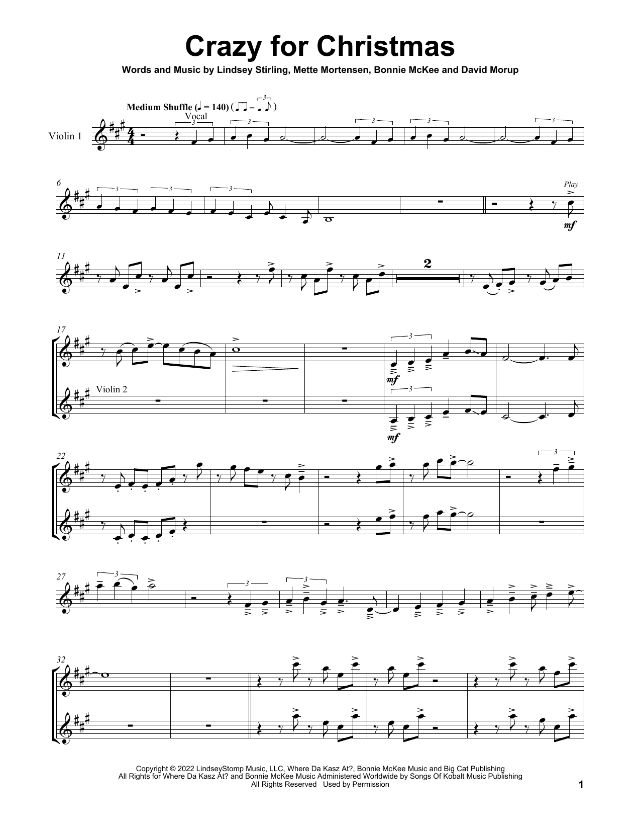Lindsey Stirling Crazy For Christmas (feat. Bonnie McKee) sheet music notes printable PDF score