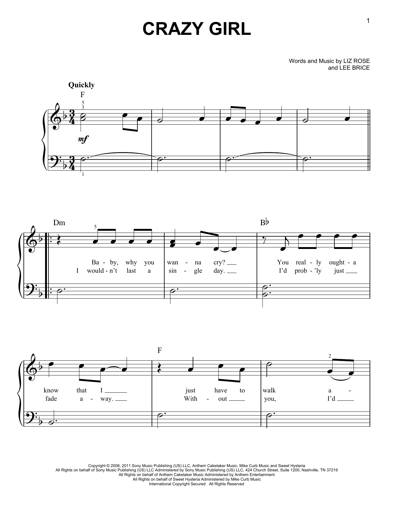 Download Eli Young Band Crazy Girl Sheet Music