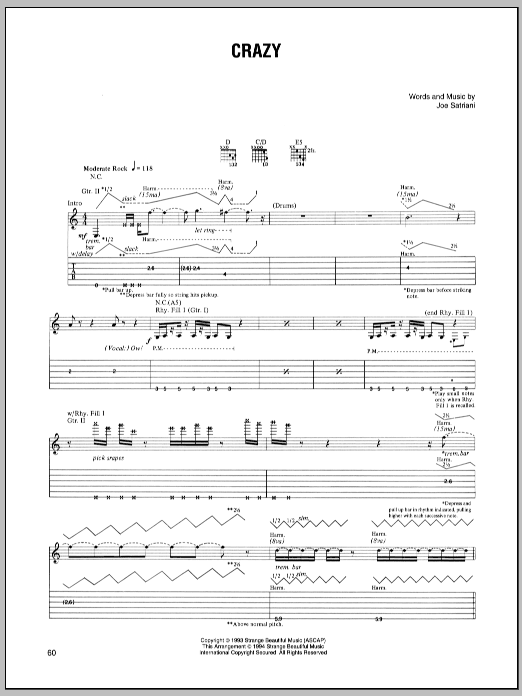 Download Joe Satriani Crazy Sheet Music