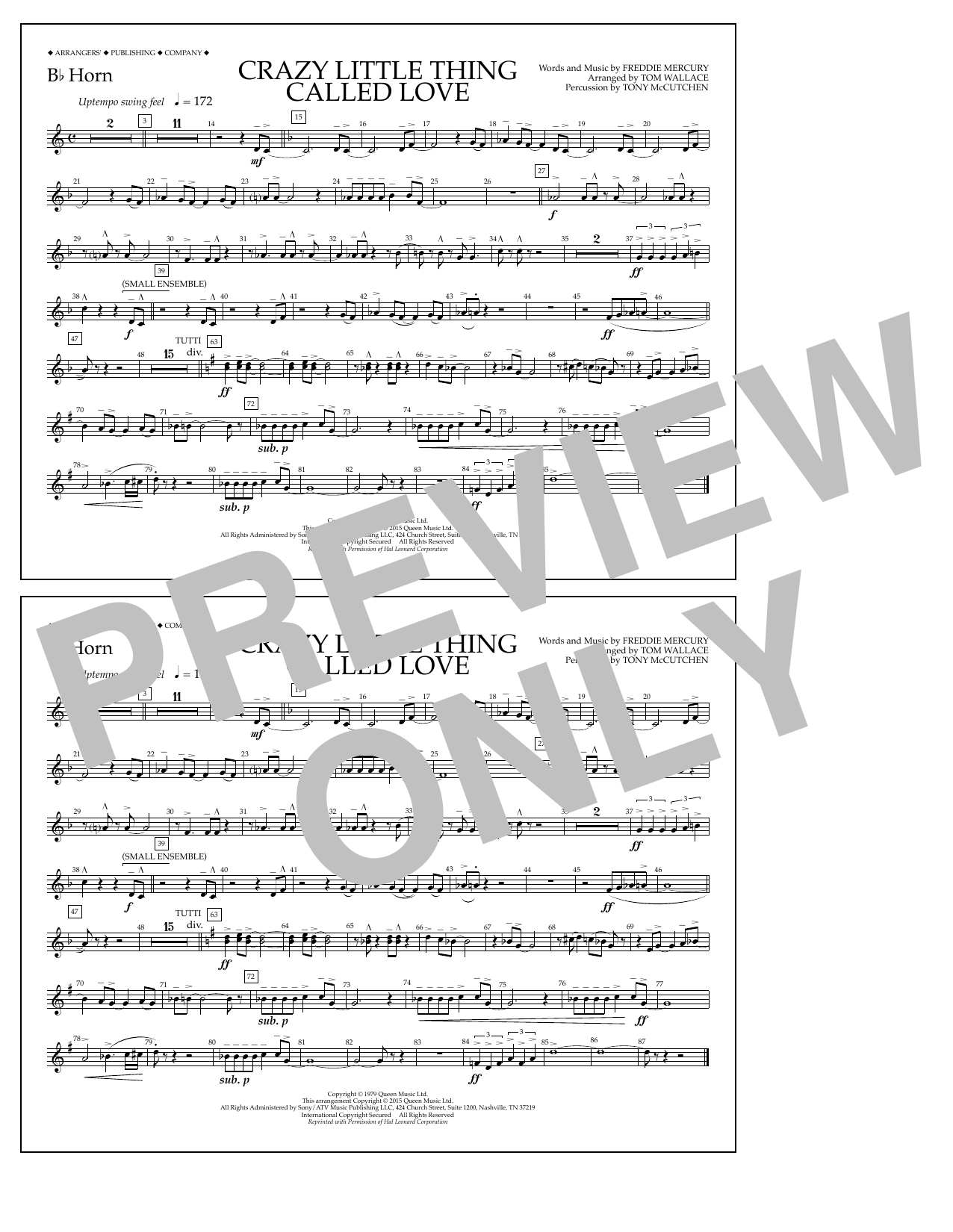 Download Tom Wallace Crazy Little Thing Called Love - Bb Hor Sheet Music