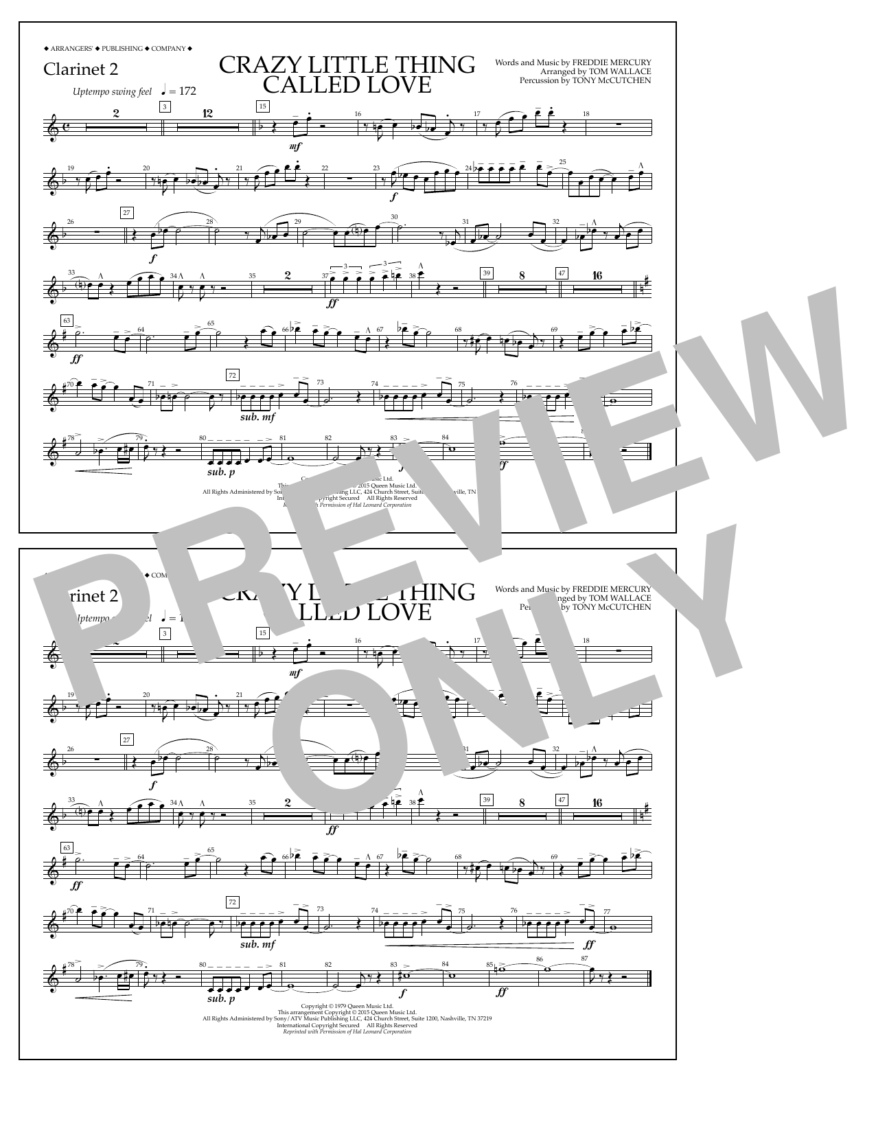 Download Tom Wallace Crazy Little Thing Called Love - Clarin Sheet Music