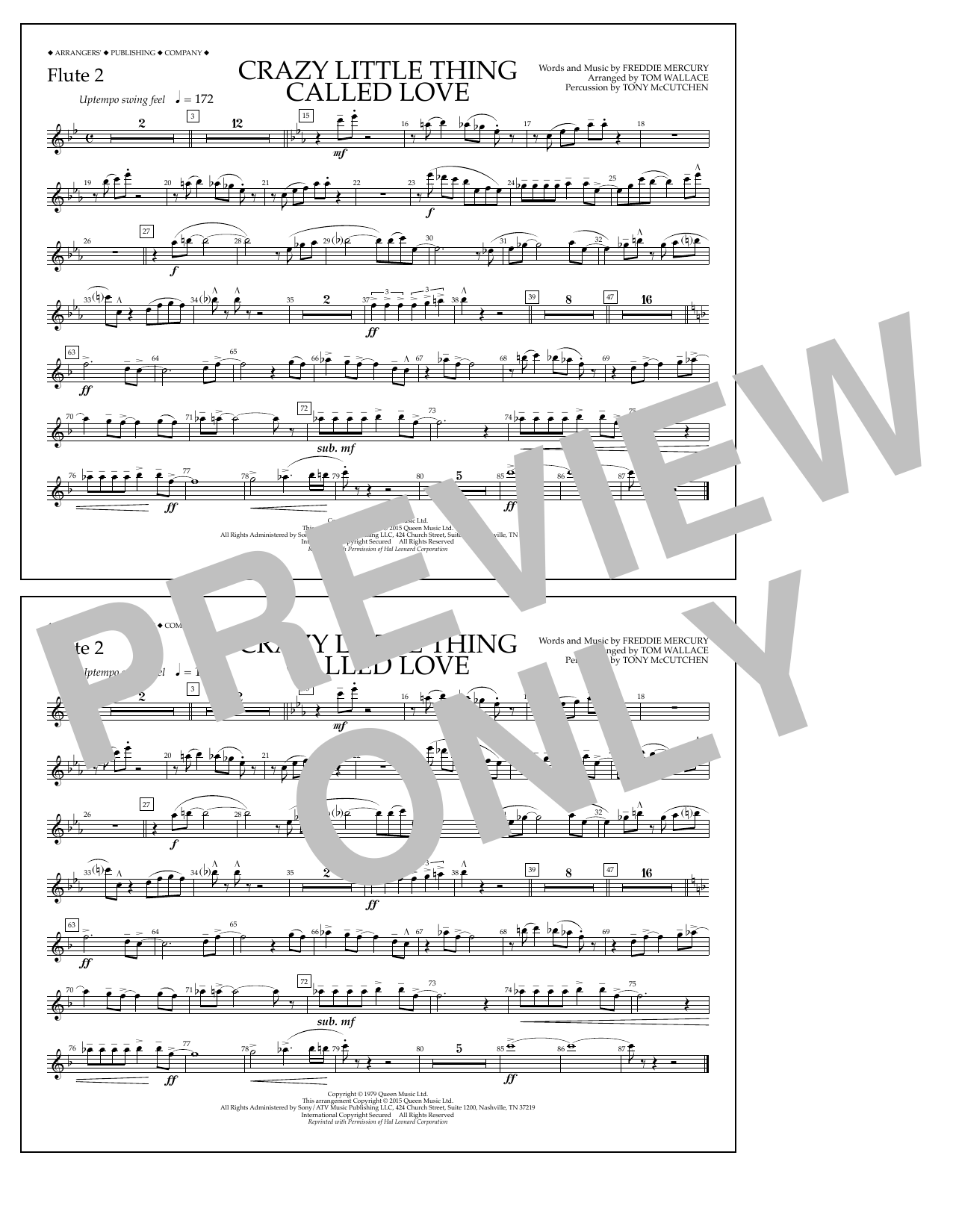 Download Tom Wallace Crazy Little Thing Called Love - Flute Sheet Music