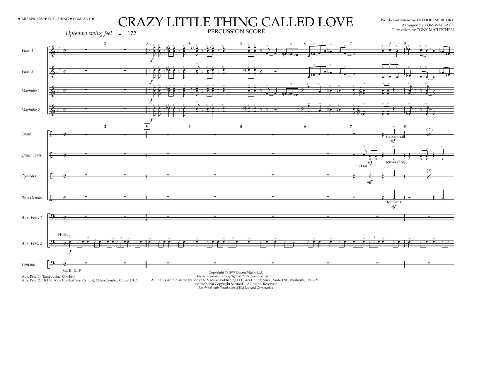 Download Tom Wallace Crazy Little Thing Called Love - Percus Sheet Music