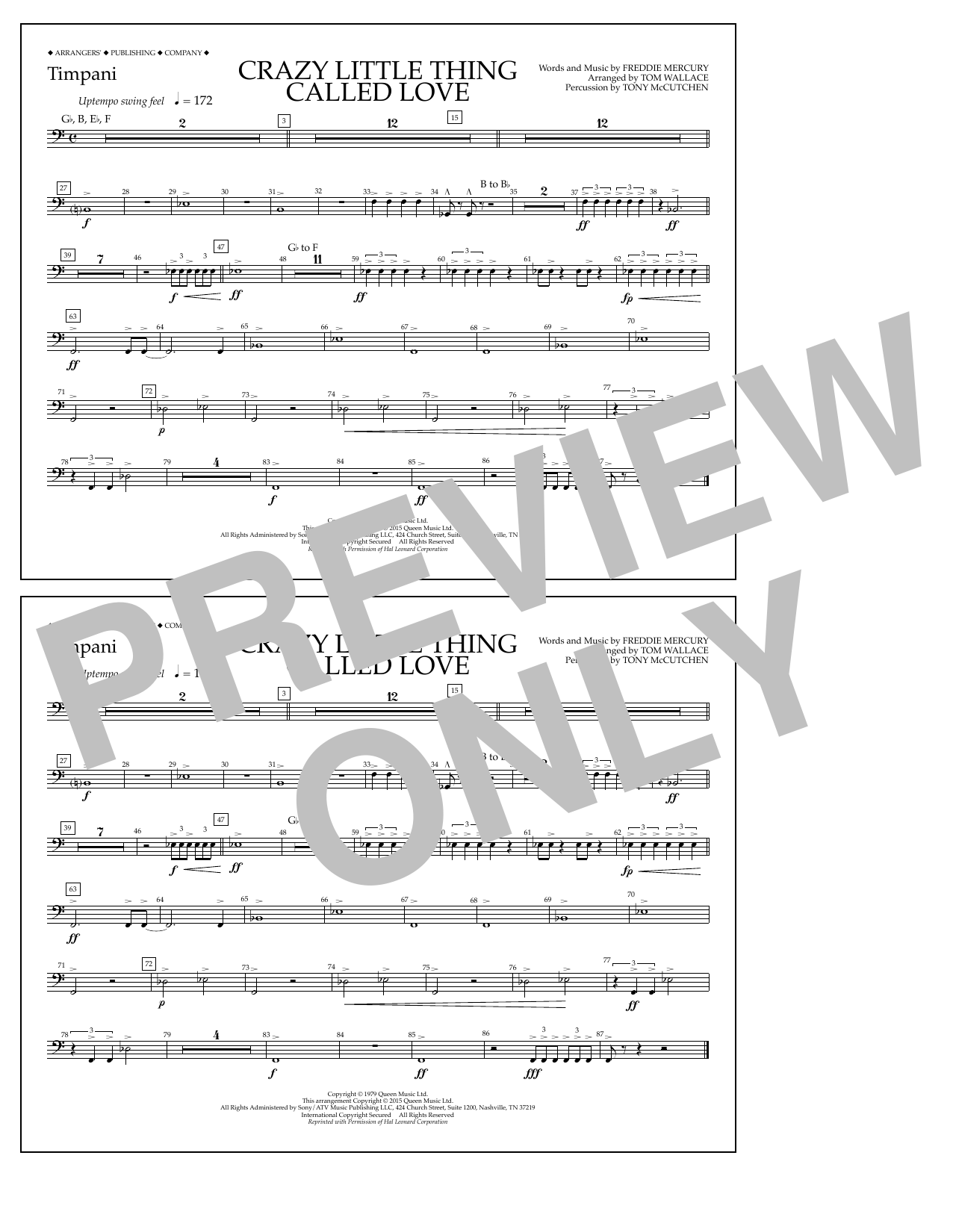 Download Tom Wallace Crazy Little Thing Called Love - Timpan Sheet Music