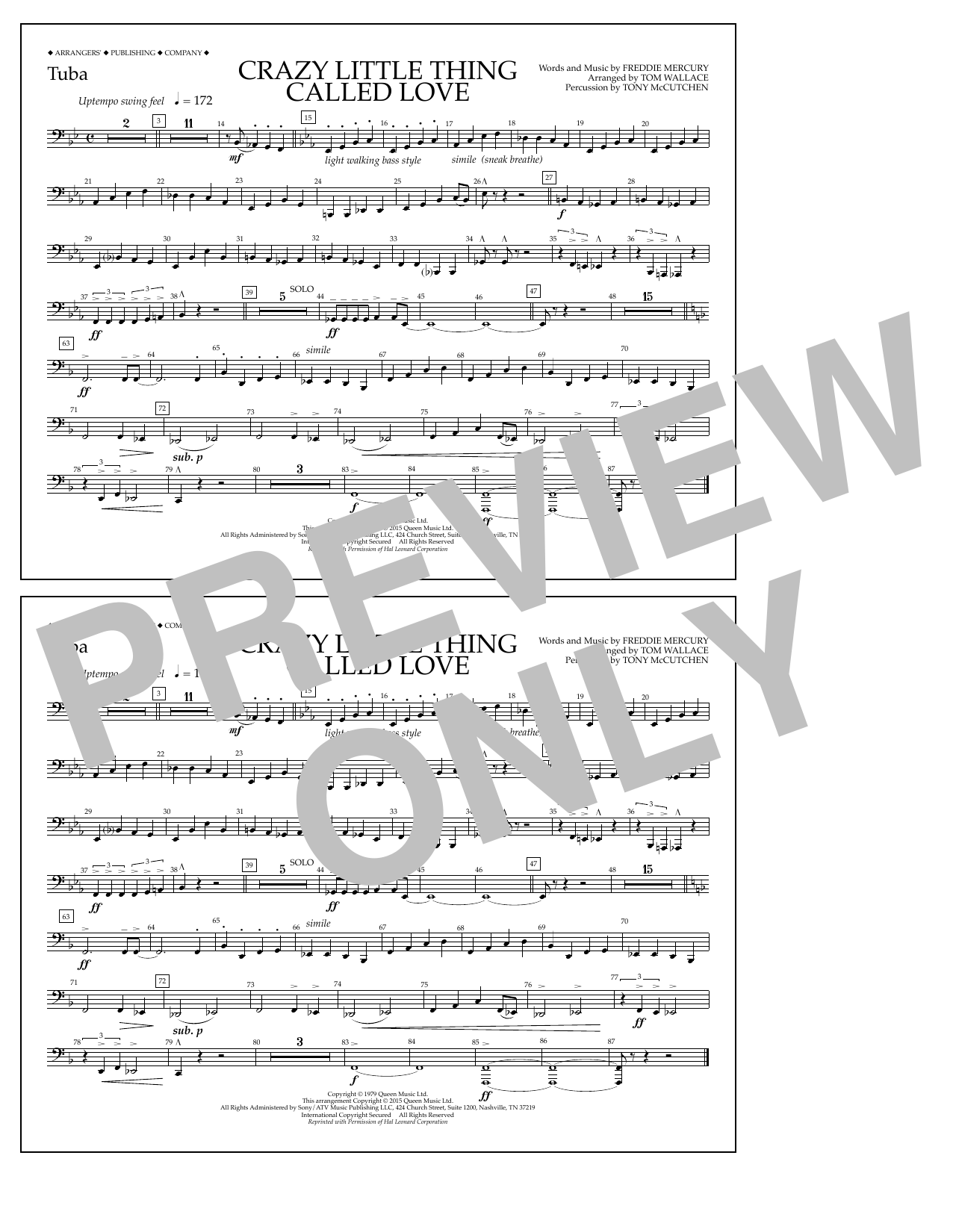 Download Tom Wallace Crazy Little Thing Called Love - Tuba Sheet Music