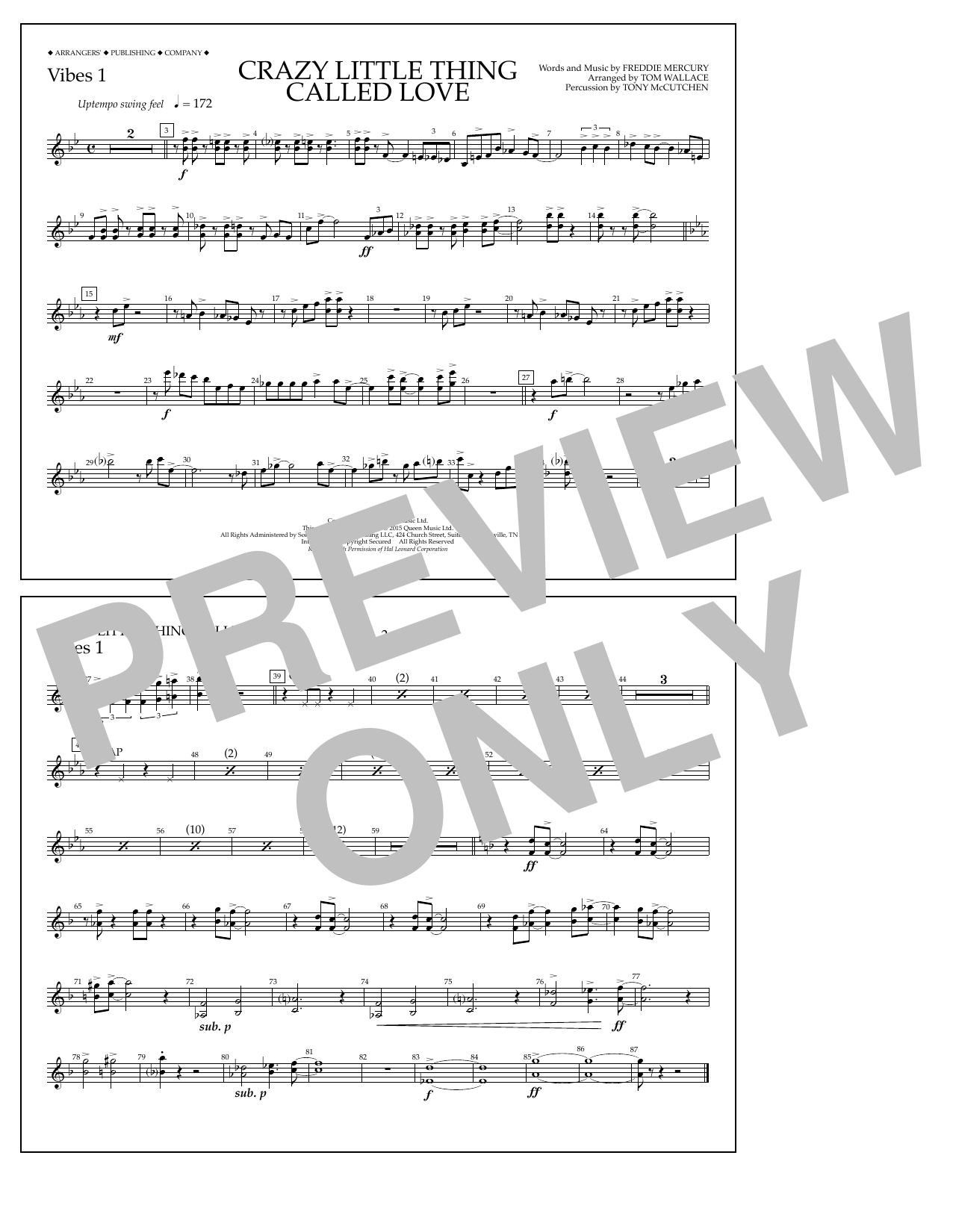 Download Tom Wallace Crazy Little Thing Called Love - Vibes Sheet Music
