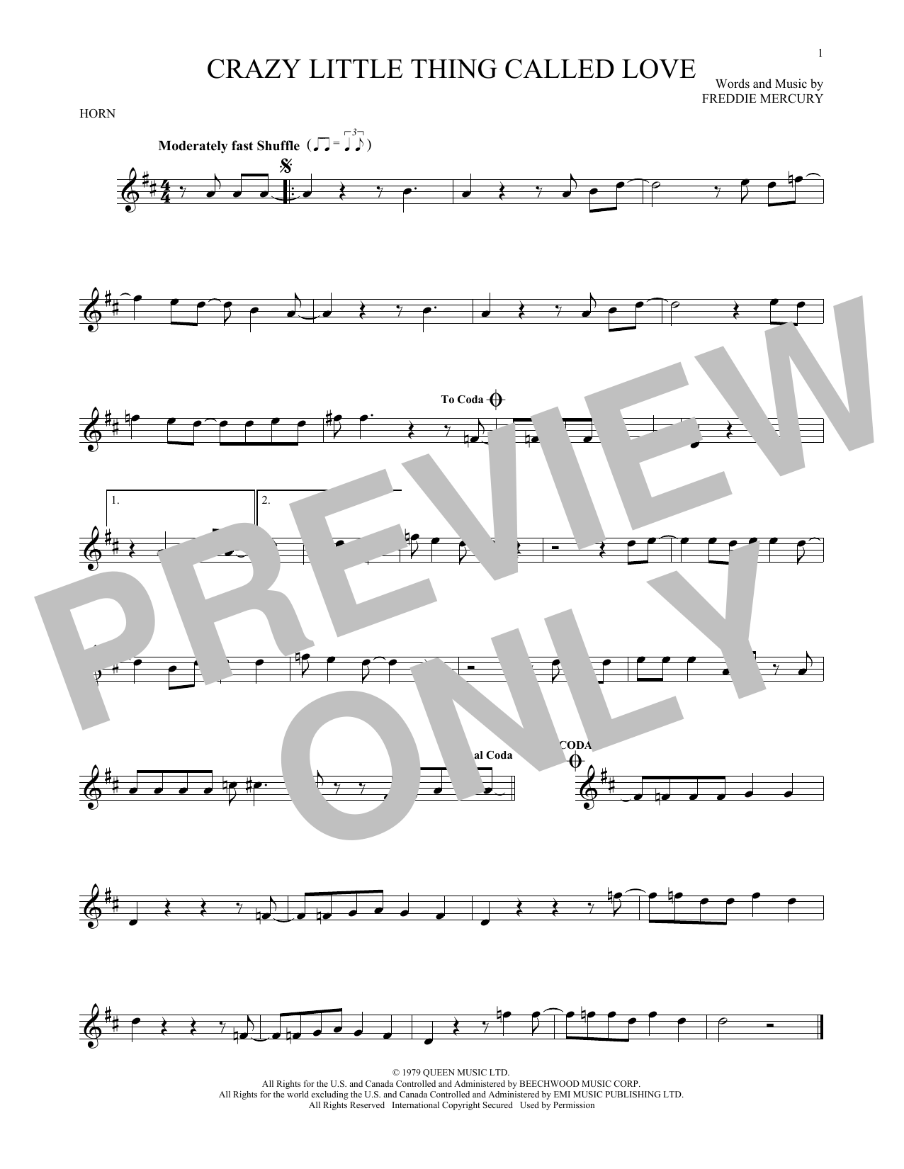 Download Queen Crazy Little Thing Called Love Sheet Music