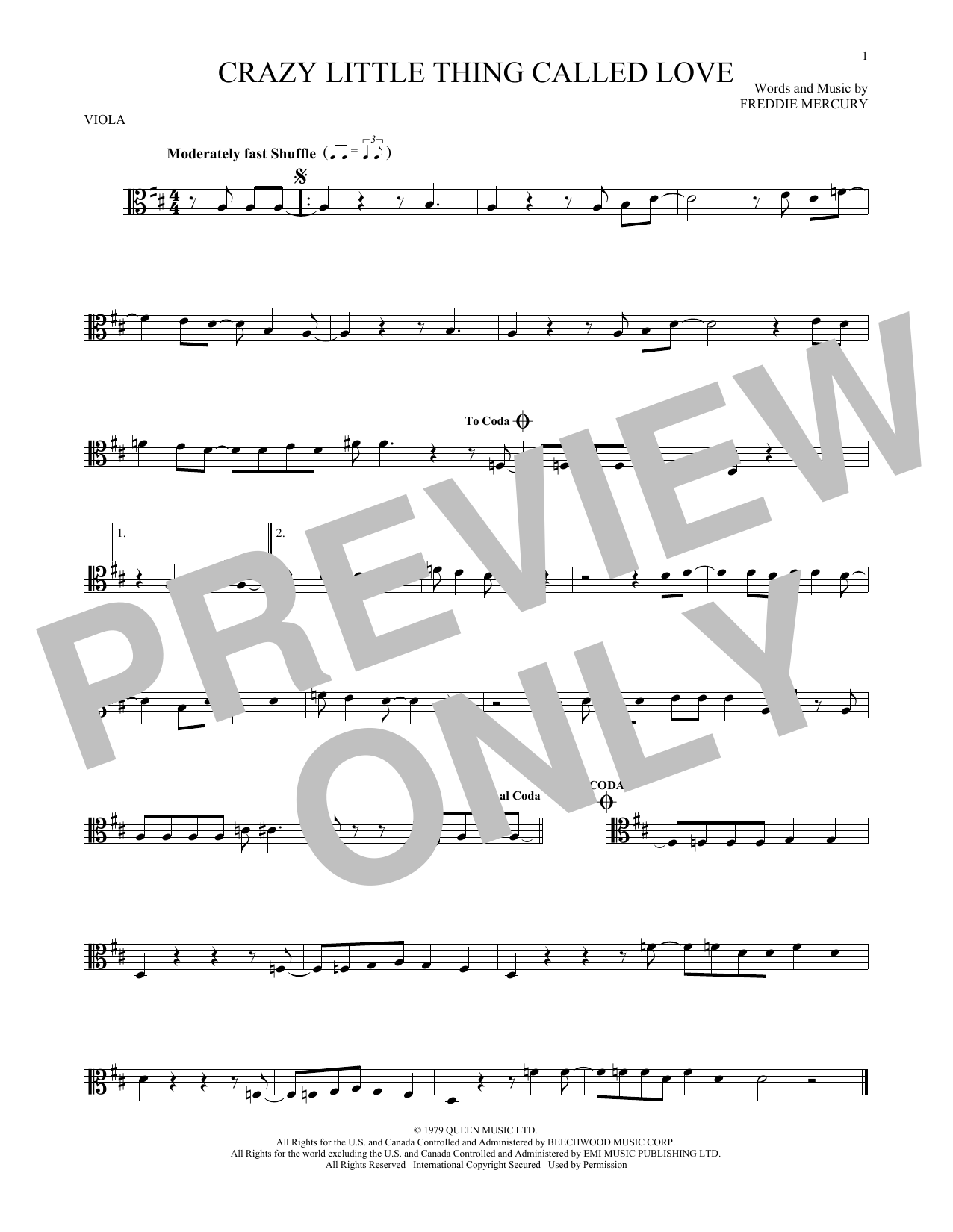 Download Queen Crazy Little Thing Called Love Sheet Music
