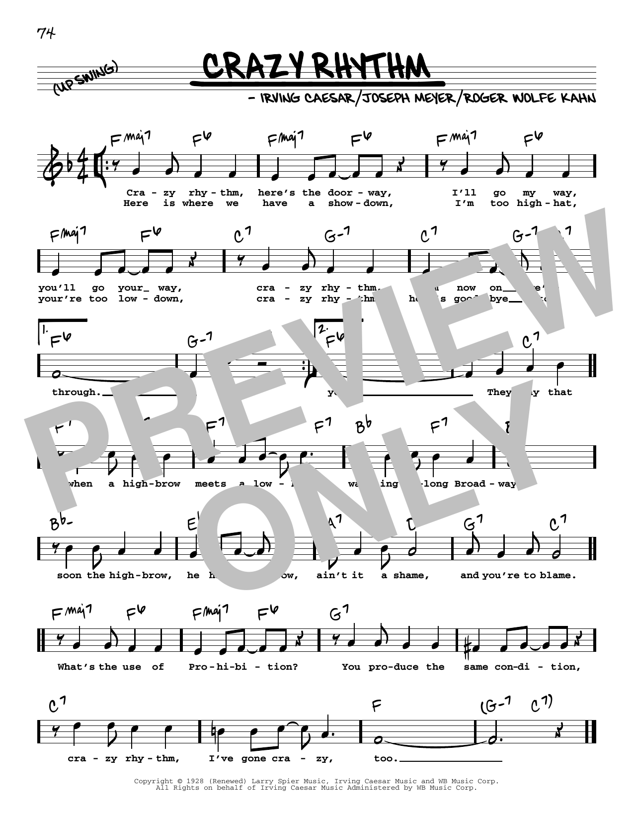Download Irving Caesar Crazy Rhythm (High Voice) Sheet Music