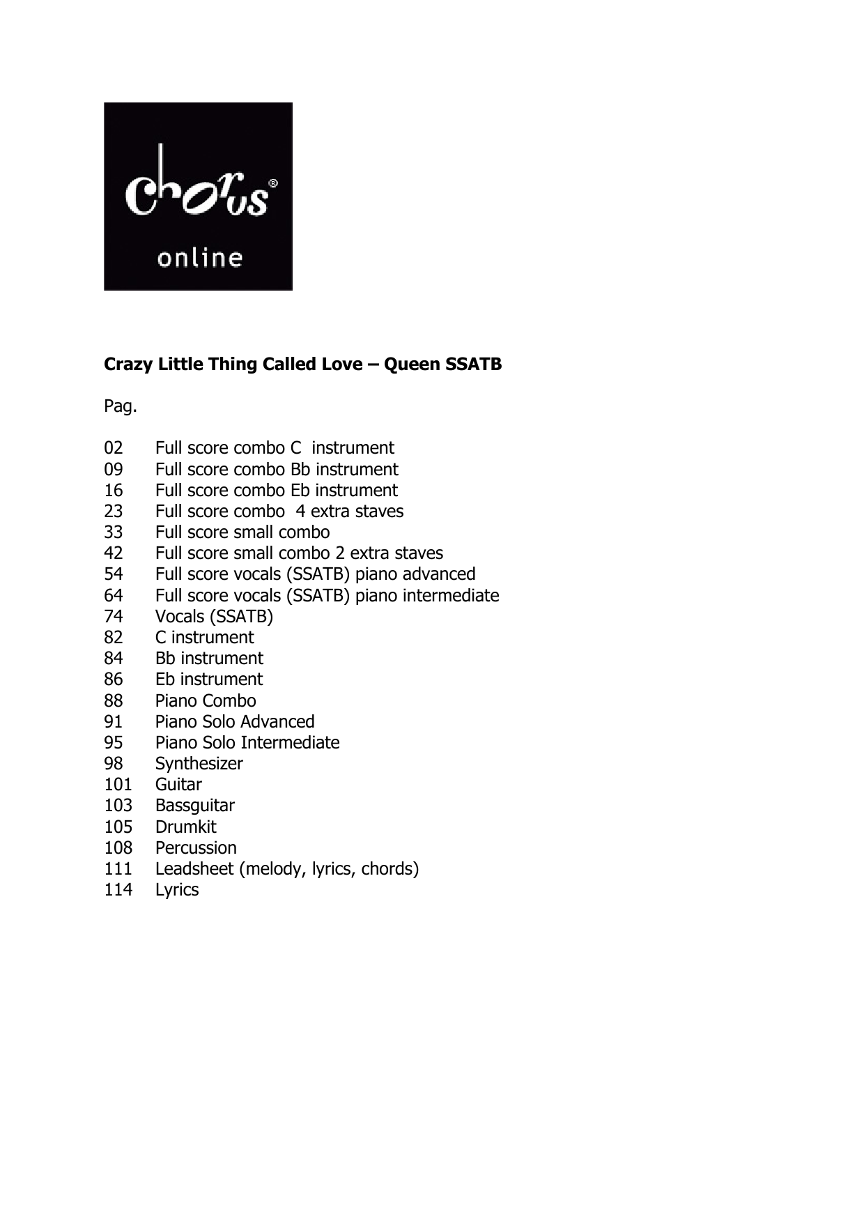 Queen Crazy Little Thing Called Love (arr. Hans Reintjes) sheet music notes printable PDF score