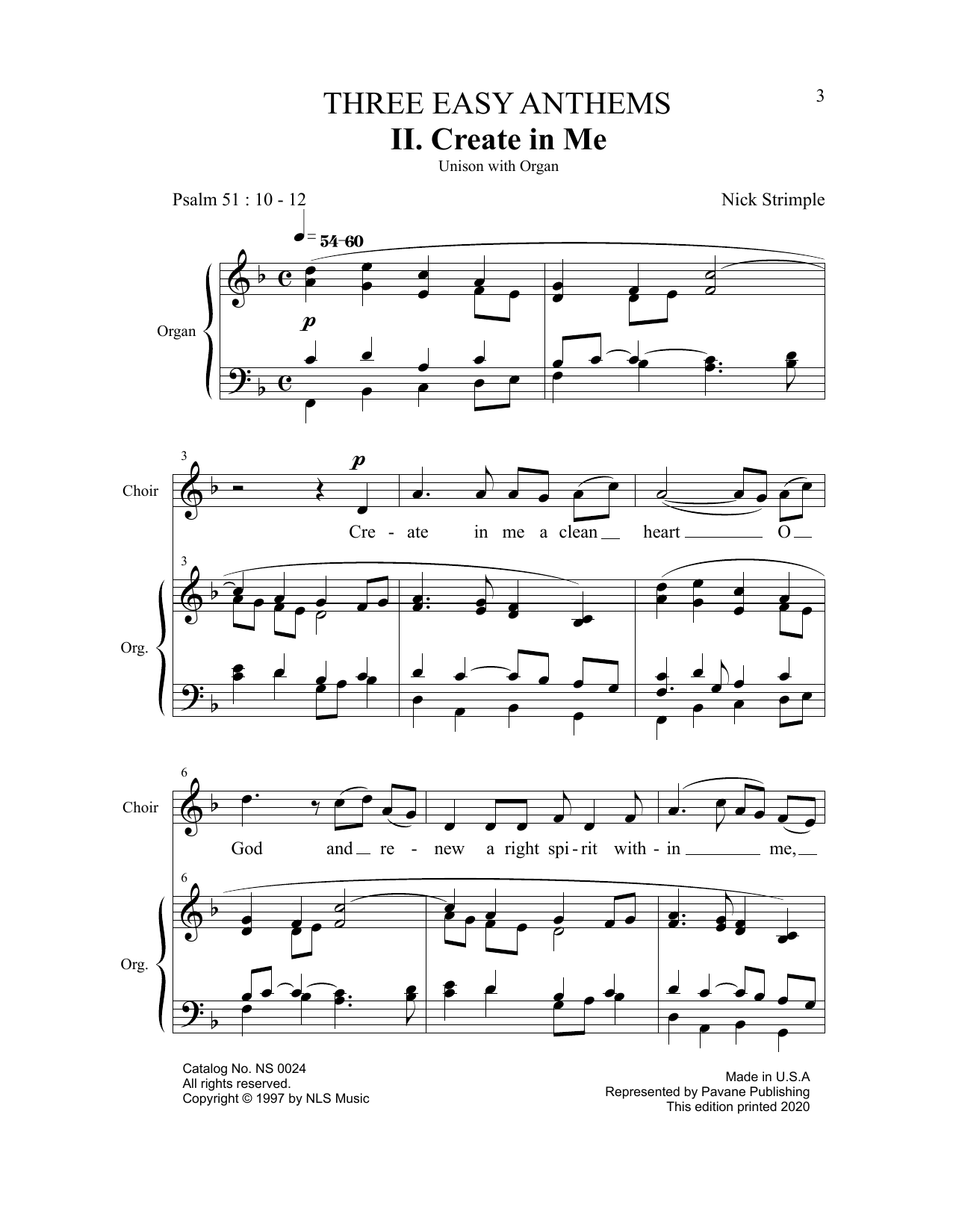 Download Nick Strimple Create in Me Sheet Music