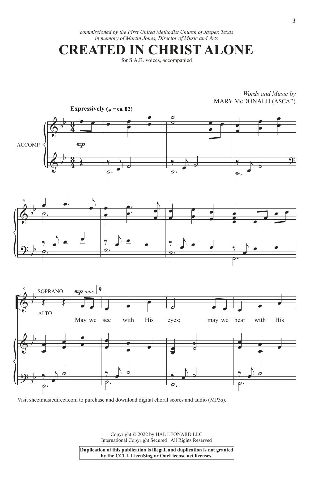 Download Mary McDonald Created In Christ Alone Sheet Music