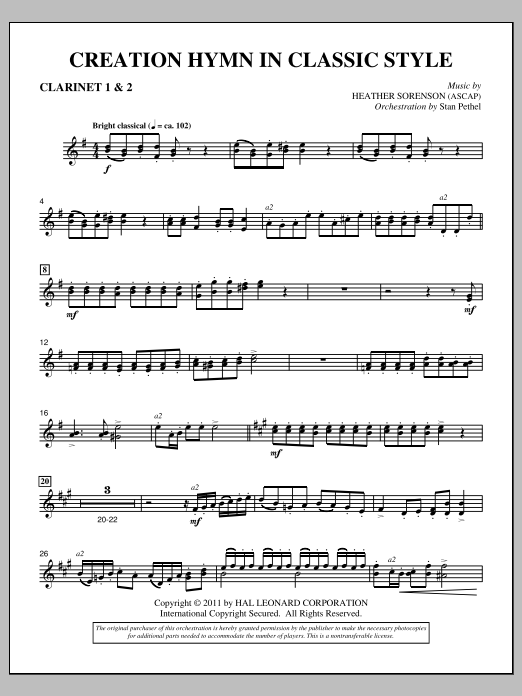 Download Heather Sorenson Creation Hymn In Classic Style - Bb Cla Sheet Music