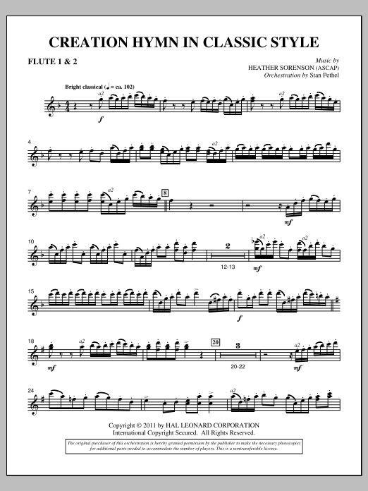 Download Heather Sorenson Creation Hymn In Classic Style - Flute Sheet Music