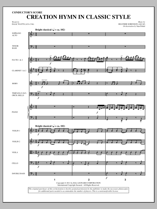 Download Heather Sorenson Creation Hymn In Classic Style - Score Sheet Music
