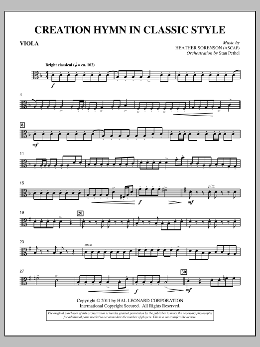 Download Heather Sorenson Creation Hymn In Classic Style - Viola Sheet Music