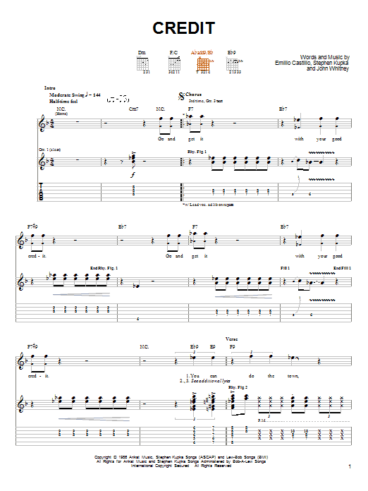 Download Tower Of Power Credit (Go And Get It With Your Good Cr Sheet Music