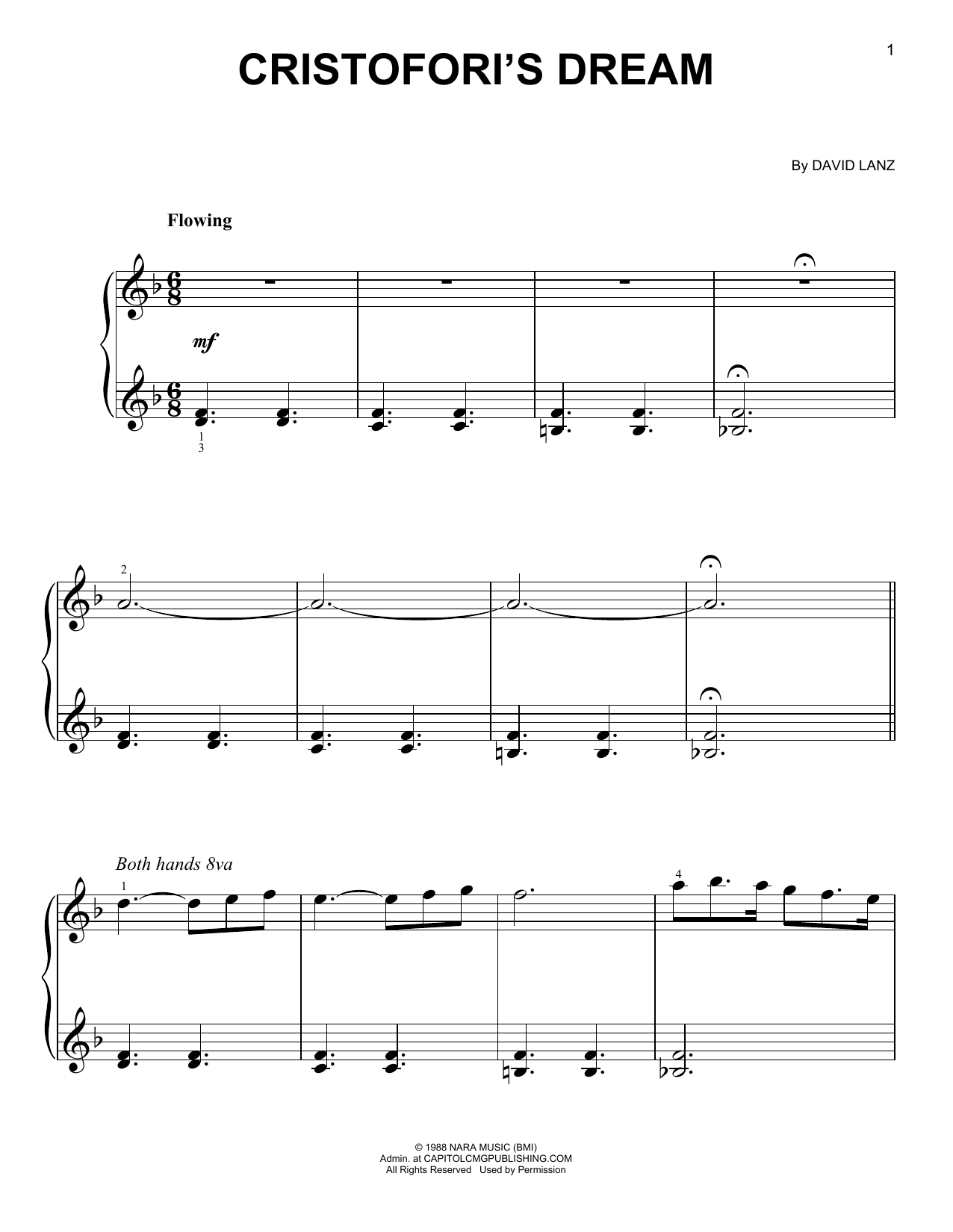 Download David Lanz Cristofori's Dream Sheet Music