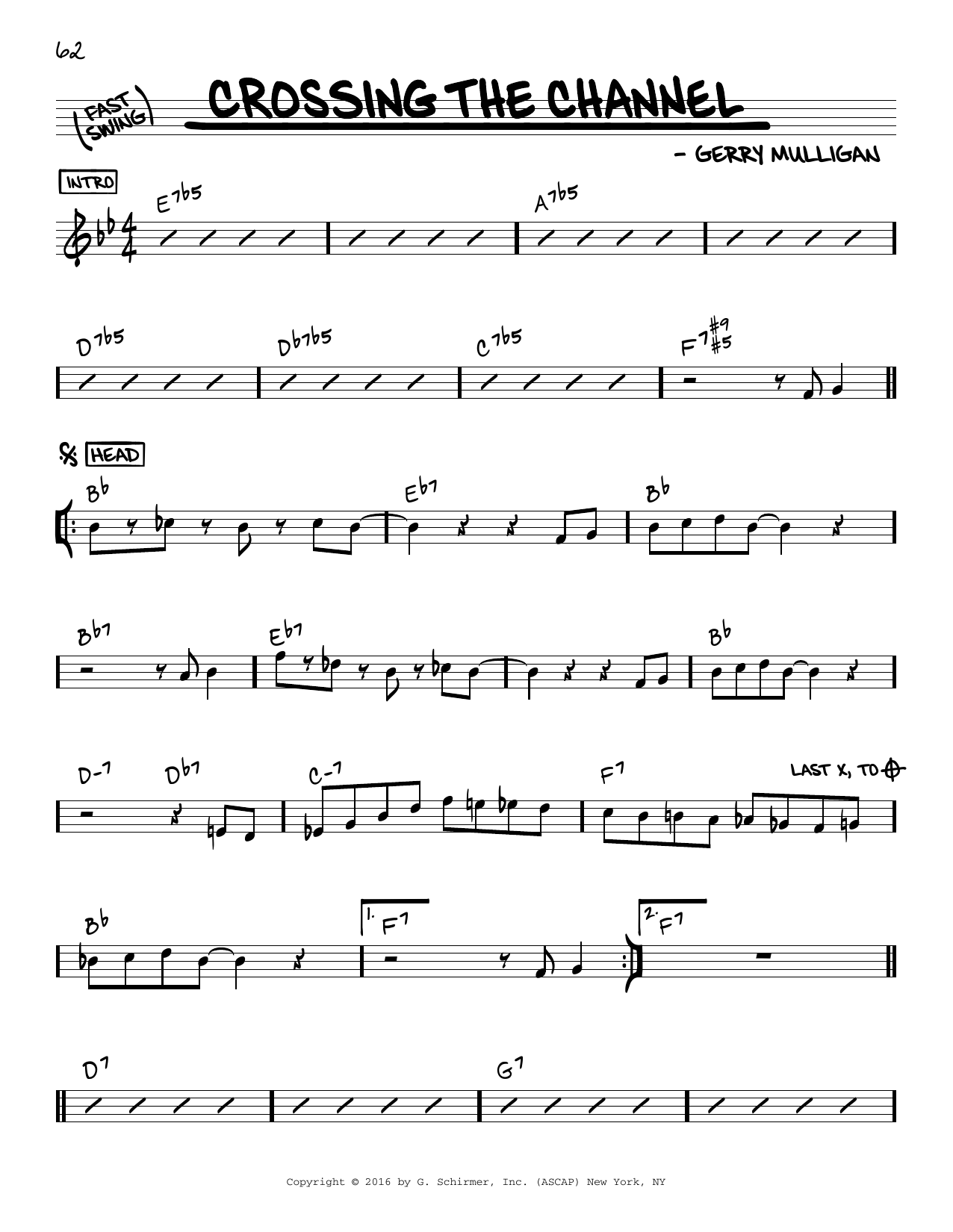 Download Gerry Mulligan Crossing The Channel Sheet Music