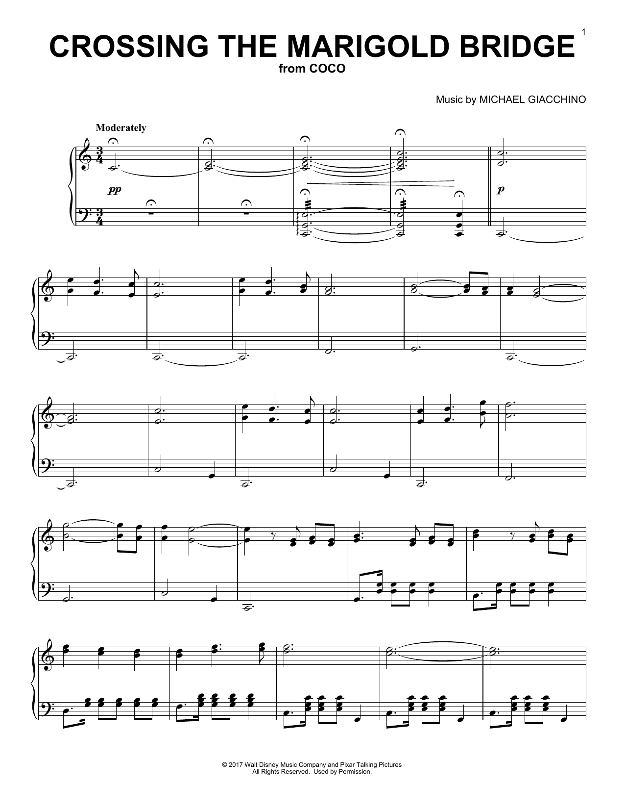 Download Michael Giacchino Crossing The Marigold Bridge (from Coco Sheet Music