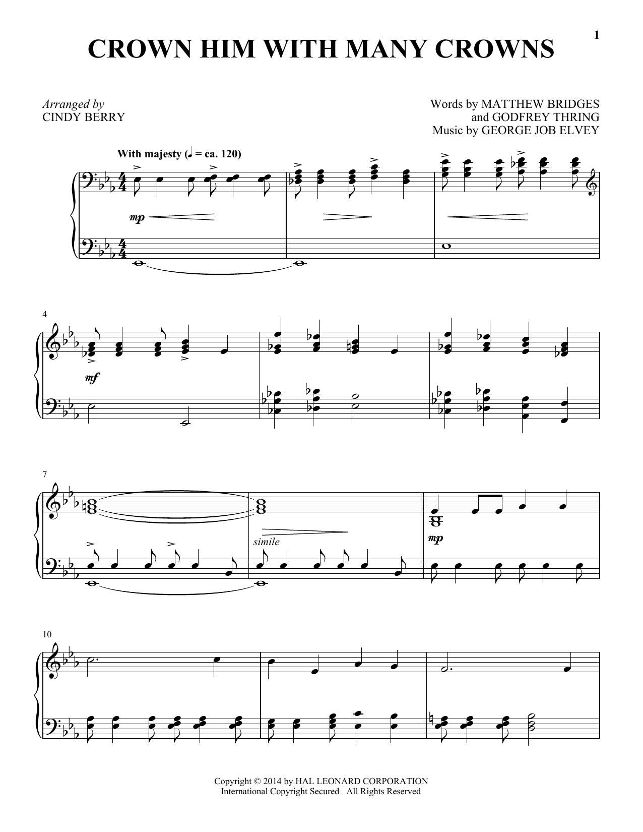 Download Cindy Berry Crown Him With Many Crowns Sheet Music