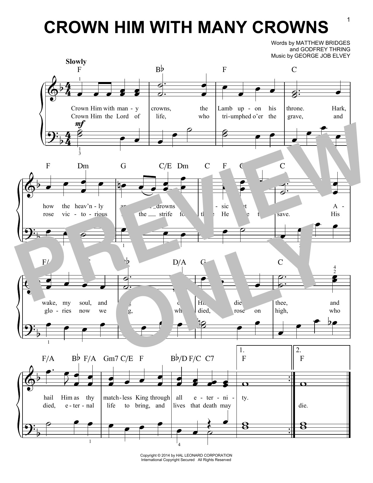 Download Godfrey Thring Crown Him With Many Crowns Sheet Music