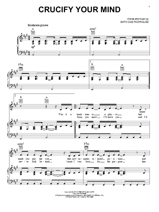 Download Rodriguez Crucify Your Mind Sheet Music