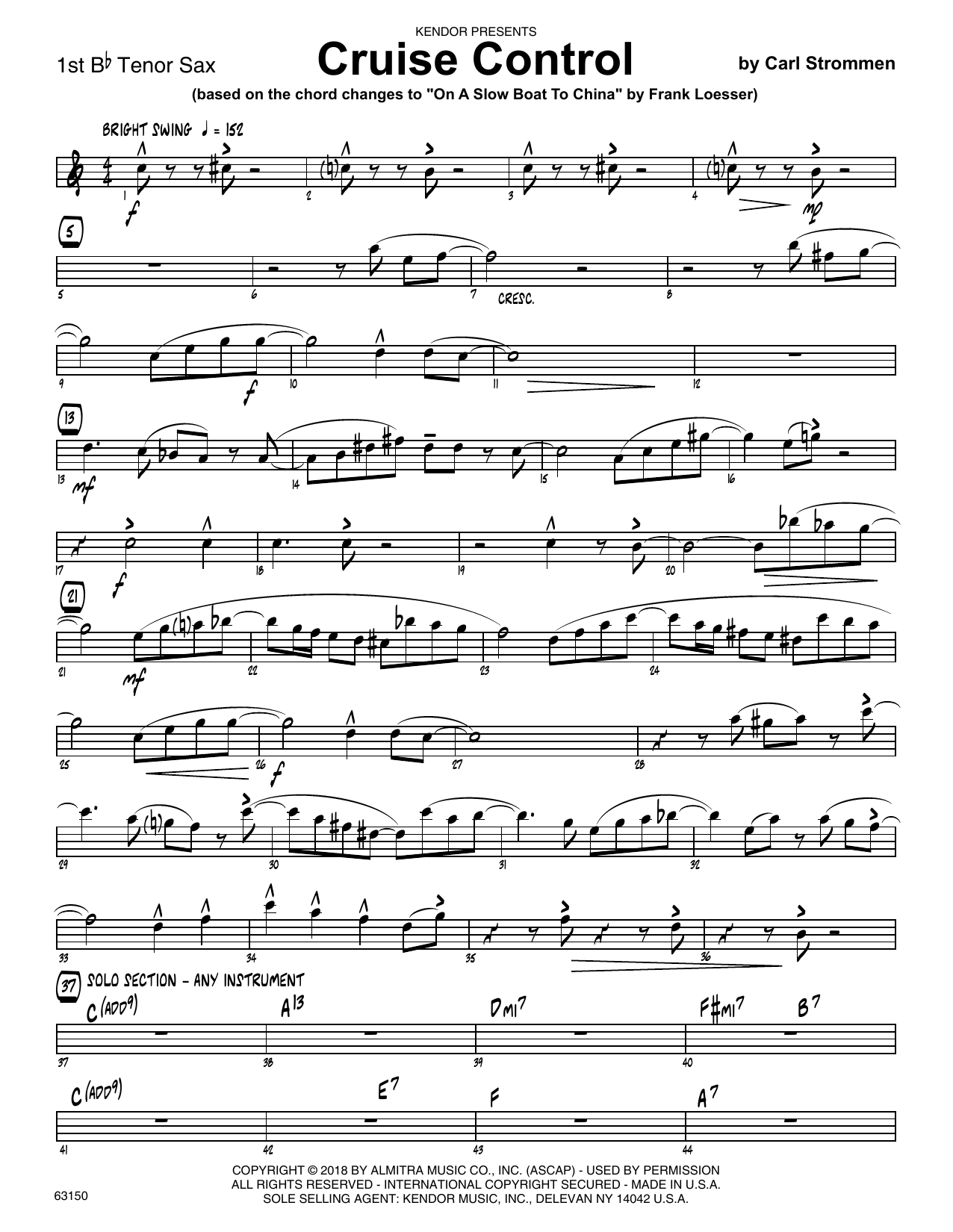 Download Carl Strommen Cruise Control - 1st Tenor Saxophone Sheet Music