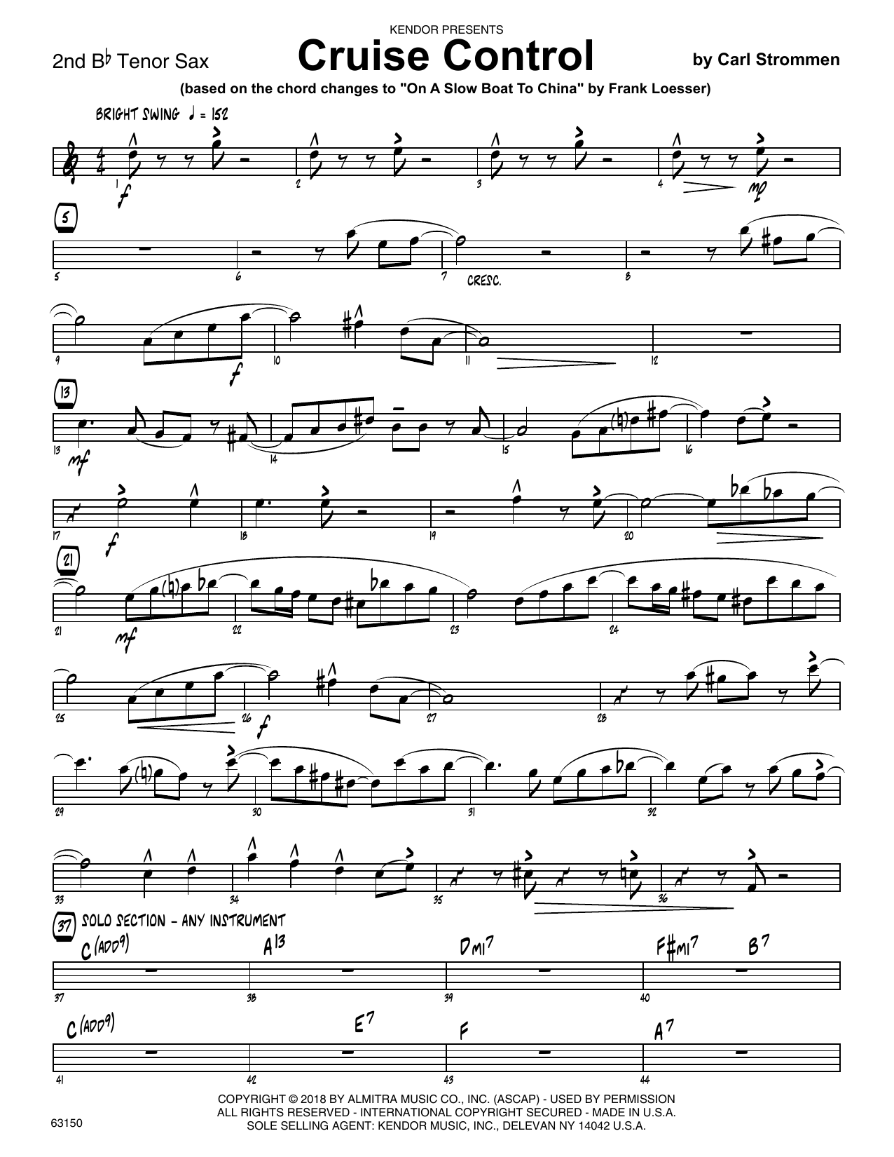 Download Carl Strommen Cruise Control - 2nd Bb Tenor Saxophone Sheet Music